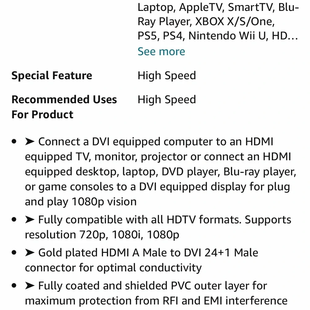 2 BlueRigger 10ft long HDMI to DVI-D cables